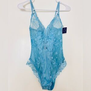 La Perla🩵Vintage Elegant Blue Lace Bodysuit